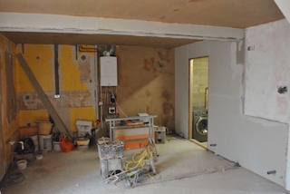 First fix in garage conversion for new kitchen in worcester
